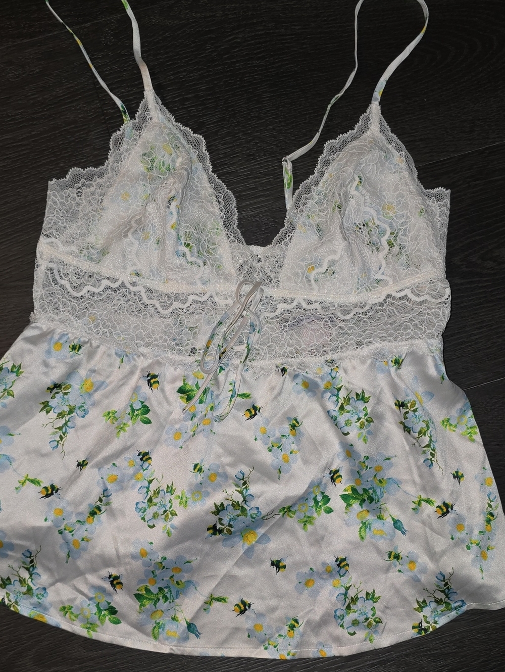 Victoria's Secret White Floral Lace Satin Chemise